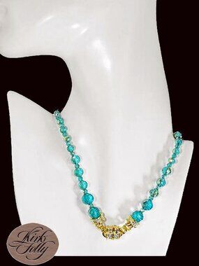 KirksFolly Belle Of The Ball AzureBeaded Magnetic Interchaneable Necklace GoldT